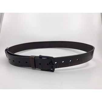 Pasek męski ze skóry blanszowej juchtowej brąz cieniowany  4.5mm x 40mm ze sprzączką z brązu malowaną na czarno