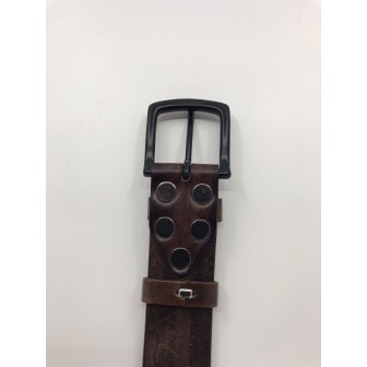 Pasek męski ze skóry blanszowej juchtowej brąz cieniowany  4.5mm x 40mm ze sprzączką z brązu malowaną na czarno
